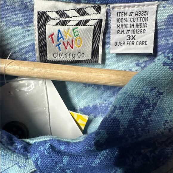 Vintage Take Two Clothing Musical Themed Shacket Jacket Shirt Denim Cotton Sz 3X - Picture 5 of 11